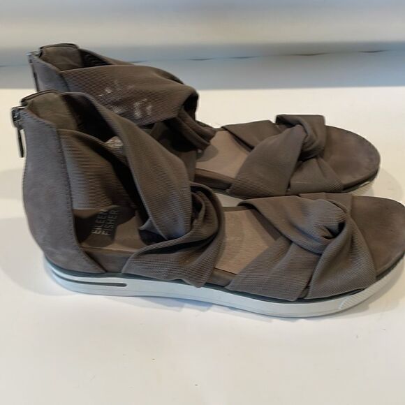 Eileen Fisher lace up gray sandals women’s size 8 - Picture 4 of 6